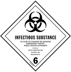 Shipping signage for an Infectious Substance