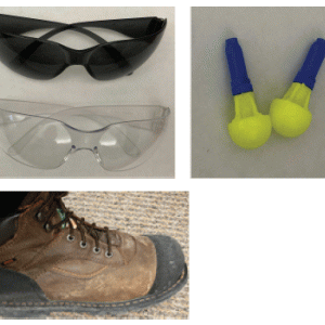 Safety Eye and Ear Protection and Safety Toe Work Shoe.